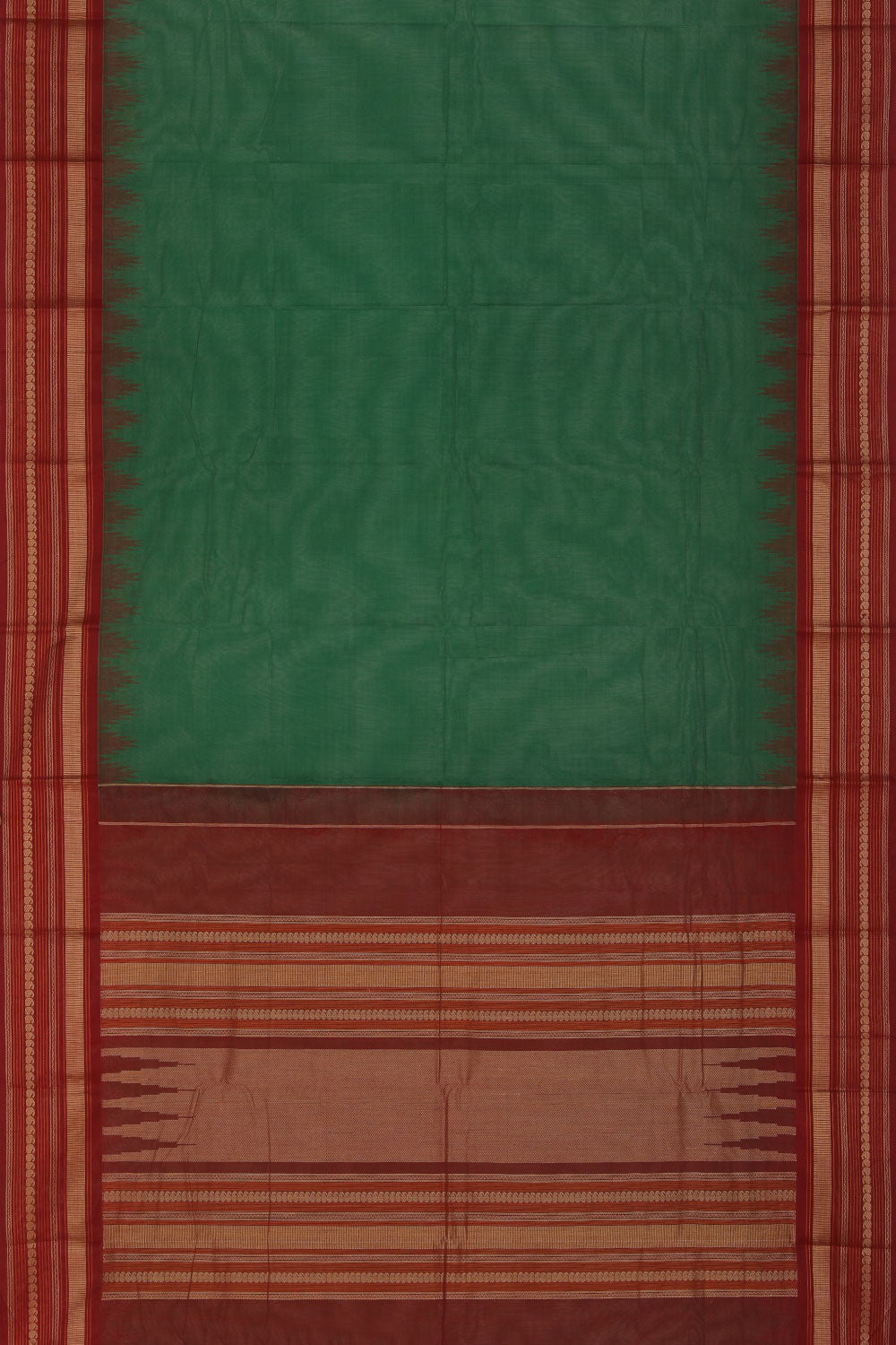 Image of Kanchipuram Cotton Green Saree